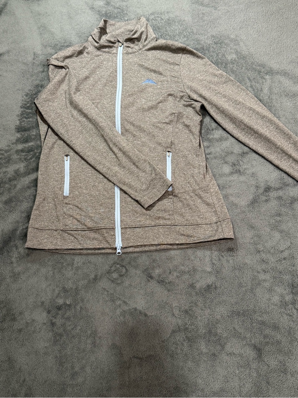 Women's Peter Millar Lightweight Gray Full-Zip Jacket with Blue Accents Size L